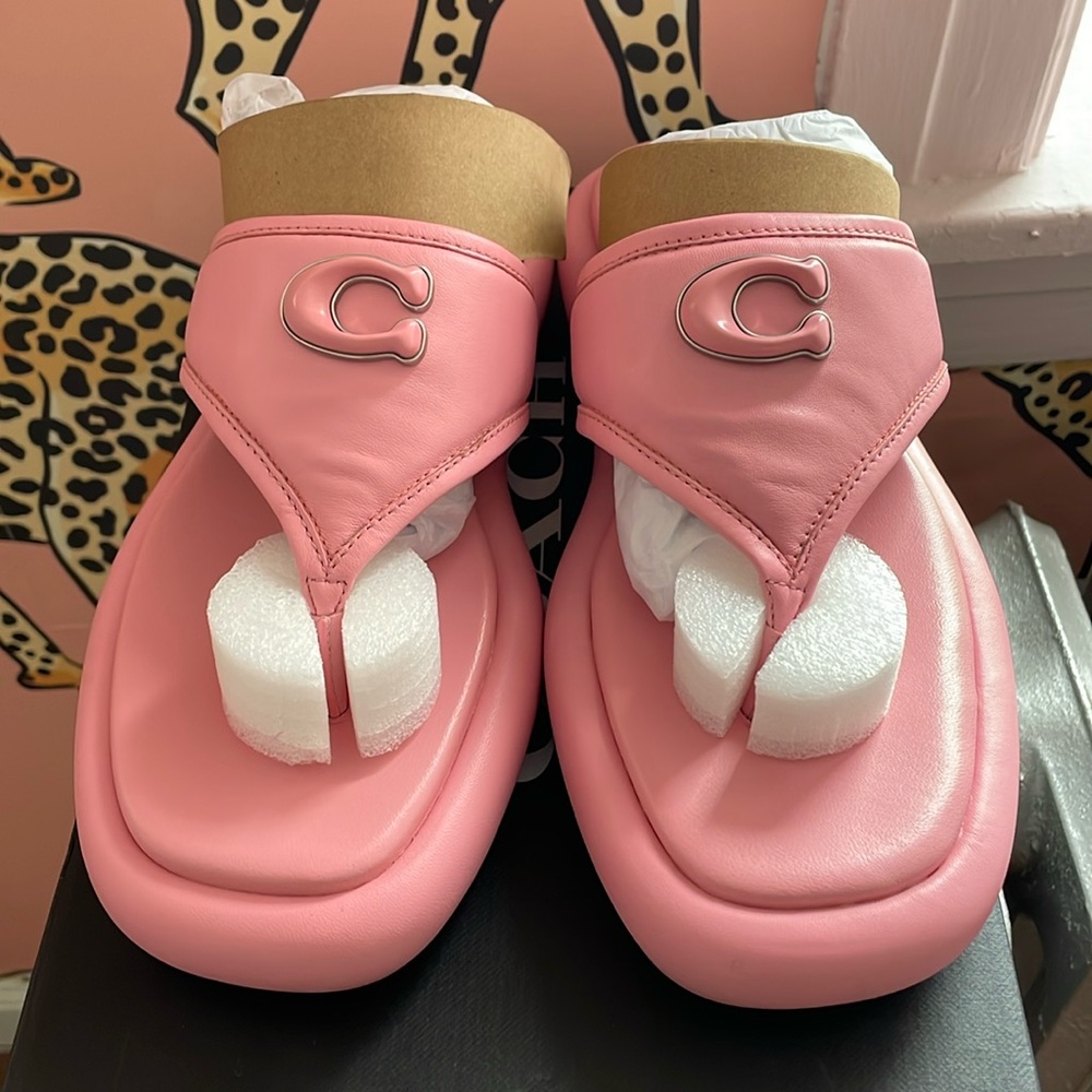 Coach Sylvia Leather Flip Flops